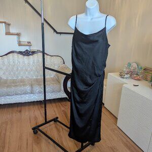 Black Satiny Evening Dress Fits Size Large